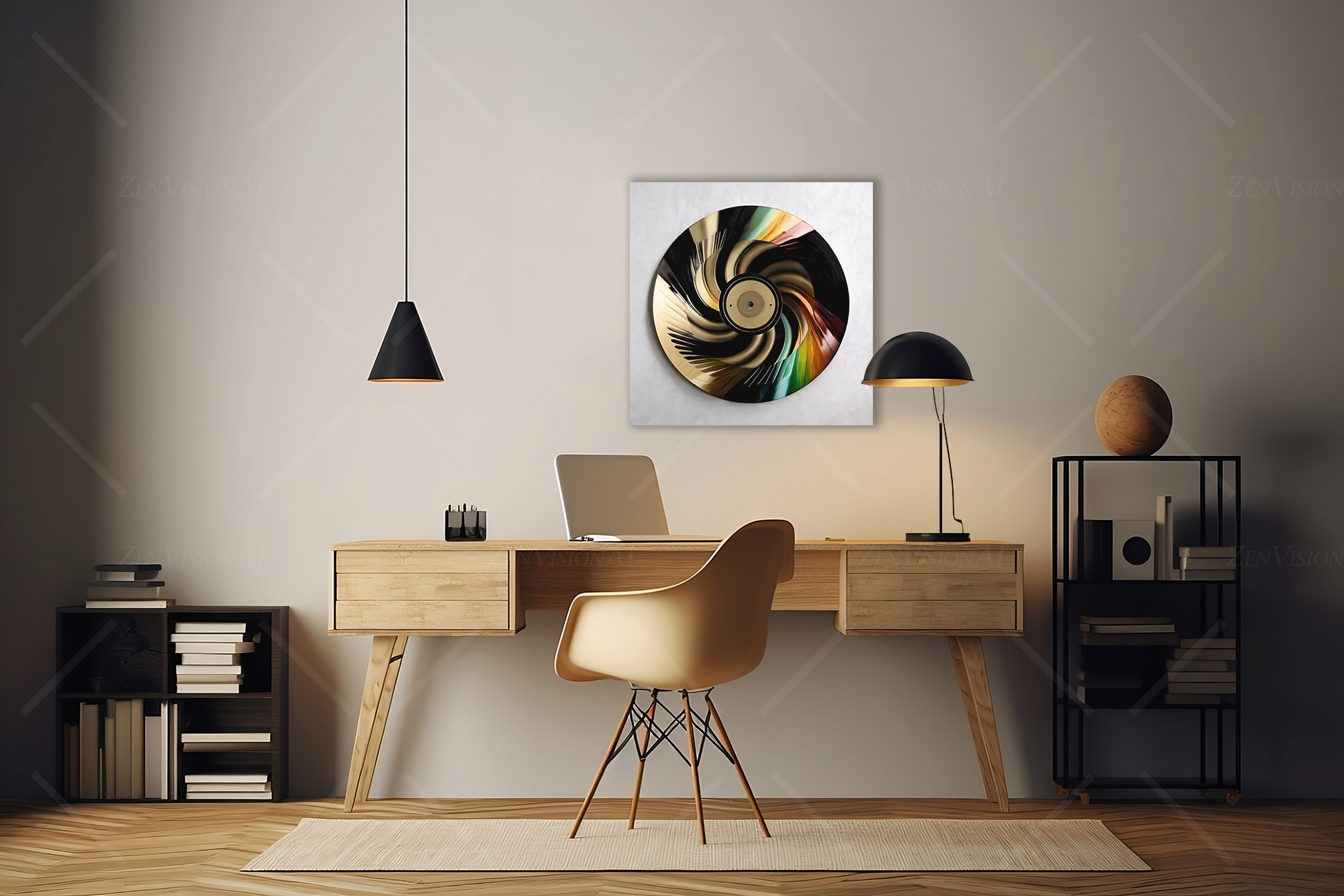 Vinyl Record Print Mockup Office Desk