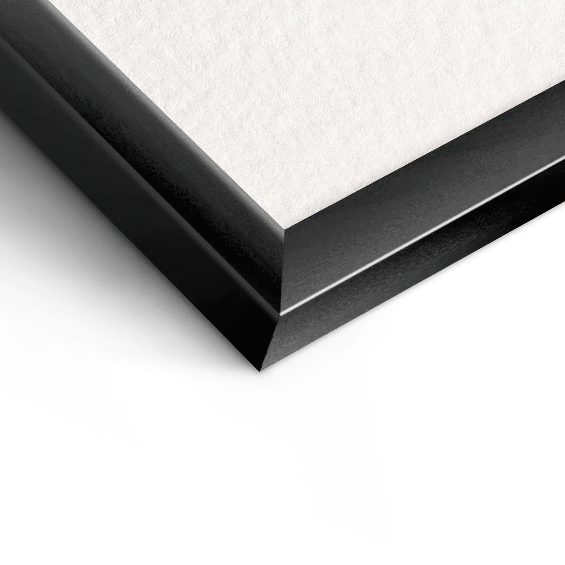 Close up corner view of metal framed posters