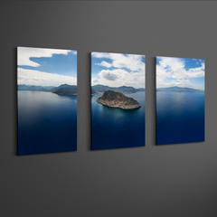 Monemvasia Castle Wall Art: Greek Coastal Triptych, 3 Panel Panoramic Print Set
