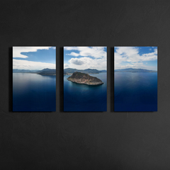 Monemvasia Castle Wall Art: Greek Coastal Triptych, 3 Panel Panoramic Print Set