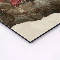 close up corner detail of japanese cherry blossom birds triptych aluminum wall art showing thin metal edge