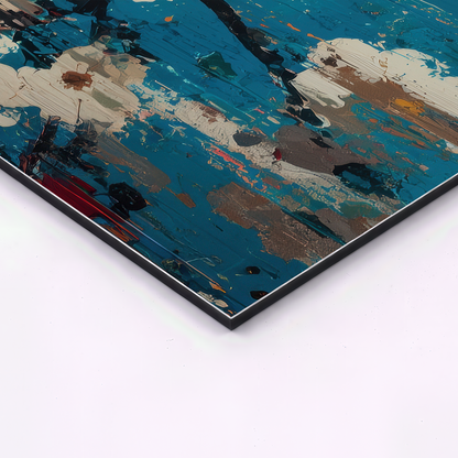 close up corner detail of aluminum print japanese geisha triptych wall art showing panel thickness and texture